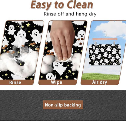 Halloween Pet Feeding Mat, Ghosts Absorbent Quick-Dry Cat Dog Food and Water - Image 4