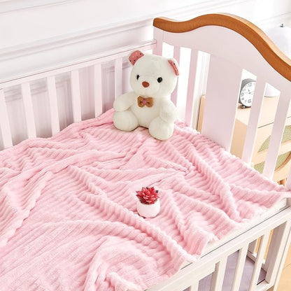 Soft Fleece Baby Blanket Ultra Cozy Pink Baby Blankets - Image 2