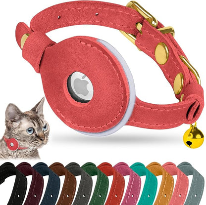 OOPSDOGGY Reflective Leather AirTag Cat Collar by OOPSDOGGY
