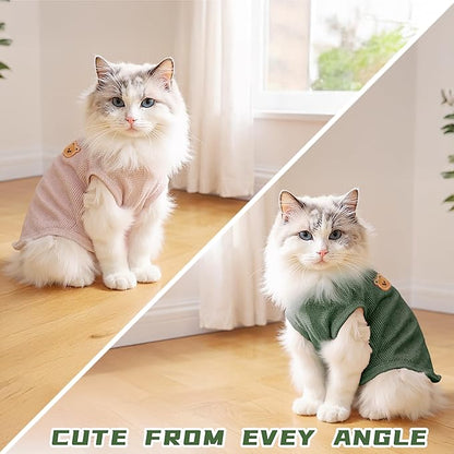 Waffle Knit Cat & Dog T Shirt for Small Dogs, Stretchable Puppy Shirt for - Image 7