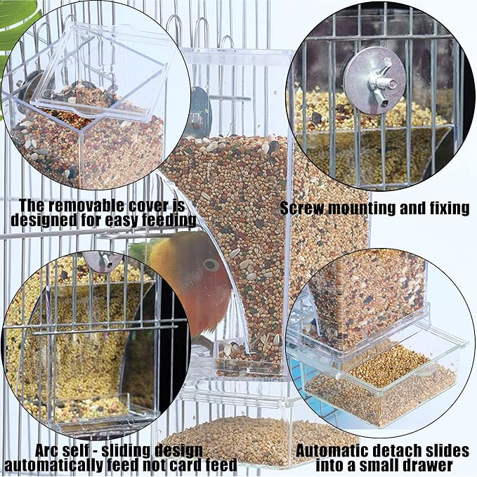 Hamiledyi No Mess Bird Cage Feeder Automatic Parrot Seed Feeders - Image 3