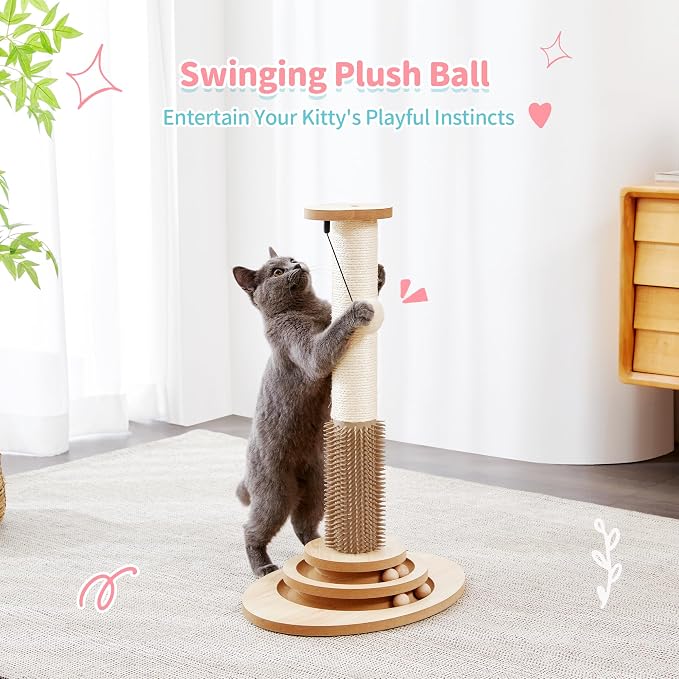 Made4Pets Cat Scratching Post, 4-in-1 Interactive Trackball Toys - Image 7