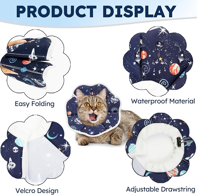 Cat Cone Collar Soft, Waterproof Cat Recovery Collar After Surgery, Adjustable - Image 2