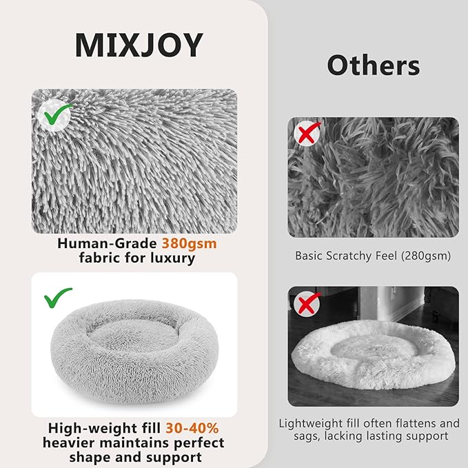MIXJOY Orthopedic Dog Bed Comfortable Donut Cuddler Round Pet Beds Ultra Soft - Image 4