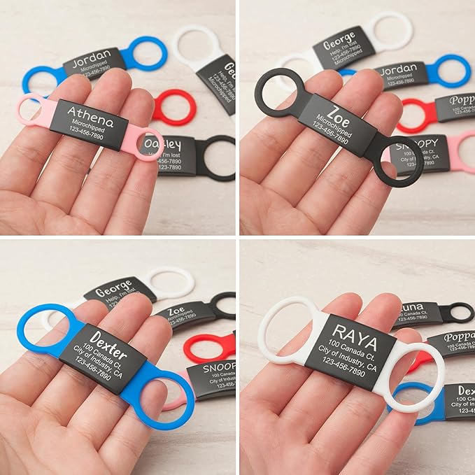 Anavia Slide On Silent Pet ID Tags, S/M/L/XL Personalized Black Stainless Steel - Image 5