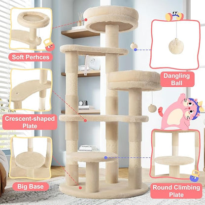 Allewie 55.5 in Cat Tree for Indoor Kitties/Soft Plush Perches/Multi-Level Cat - Image 4