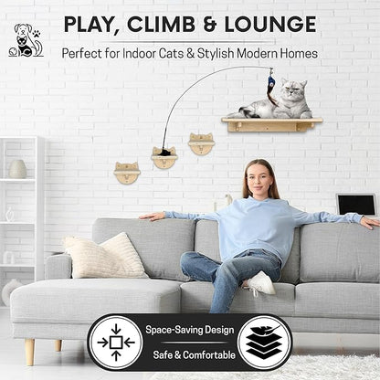 Snuggle & Play Cat Wall Shelves & Climbing System – Modern Furniture Set - Image 5