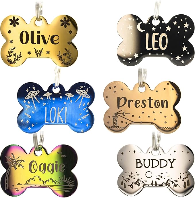 Personalized Dog Tag with 5 Lines of Custom Deep Engraved Durable Stainless by PetANTastic