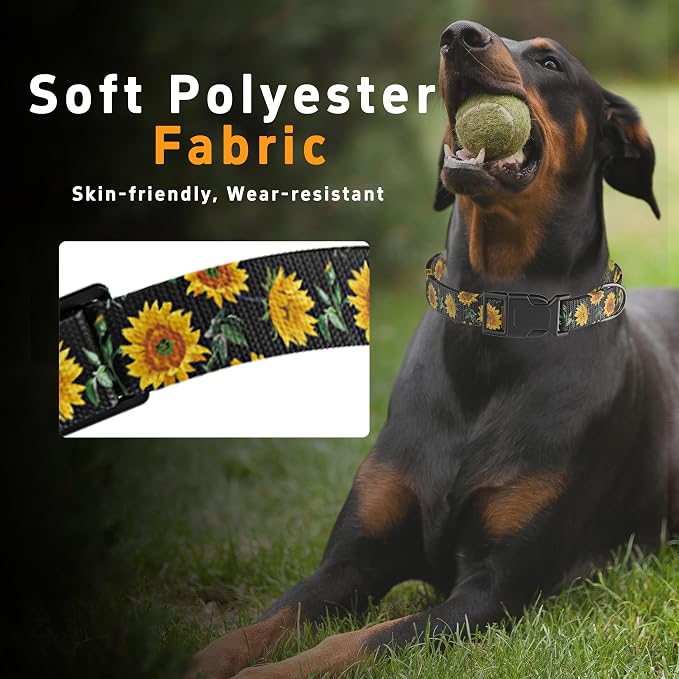 Dog Collar for Boys Girls, Sunflower Puppy Collar for Small Medium Large Dogs - Image 4
