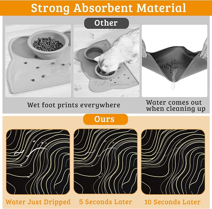 Dog Bowl Mat, Abstract Map Pet Feeding Mat - Image 3