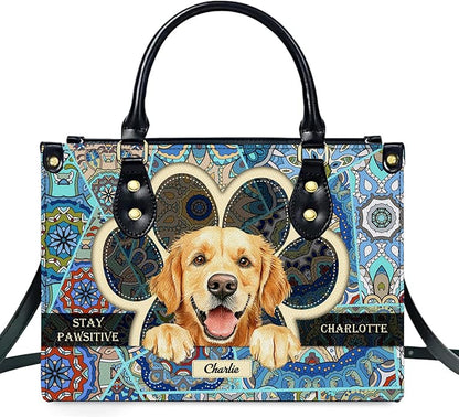 Personalized Pet Mom Leather Handbag – Custom Name Dog Cat Photo Purse - Image 6