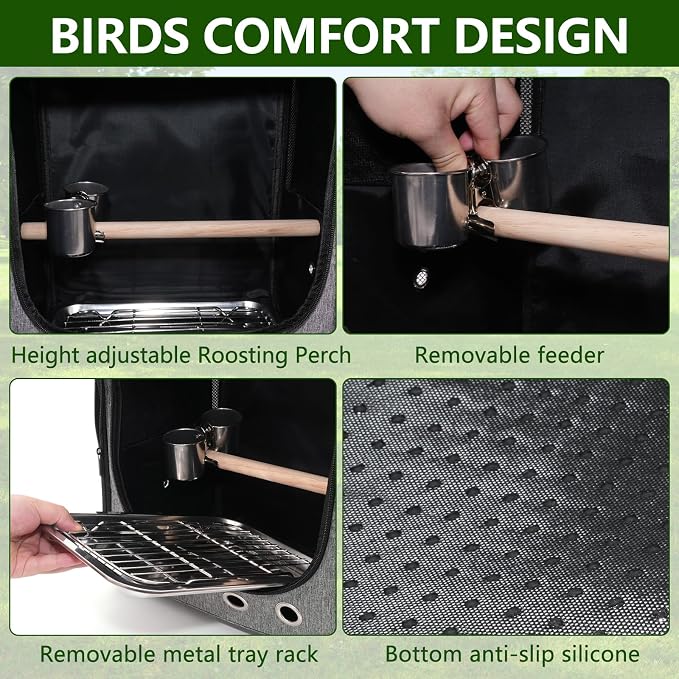 Foldable Bird Carrier Bag, Bird Backpack - Image 5