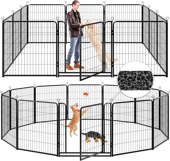 Dog Playpen Outdoor Extra Wide 12 Piece Panels Heavy Duty Anti-Rust by Committedtobetterpetlife