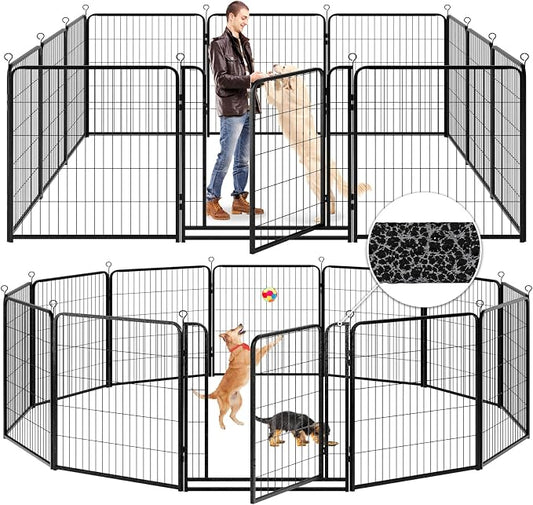 Dog Playpen Outdoor Extra Wide 12 Piece Panels Heavy Duty Anti-Rust by Committedtobetterpetlife