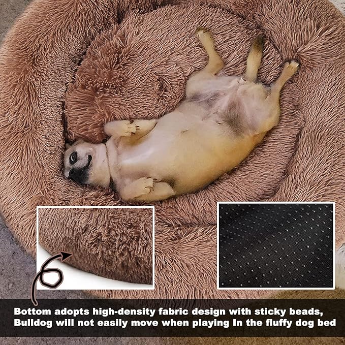 Calming Dog Bed for Medium Dogs Washable Donut 30 inches Anti-Slip Pet Bed - Image 5