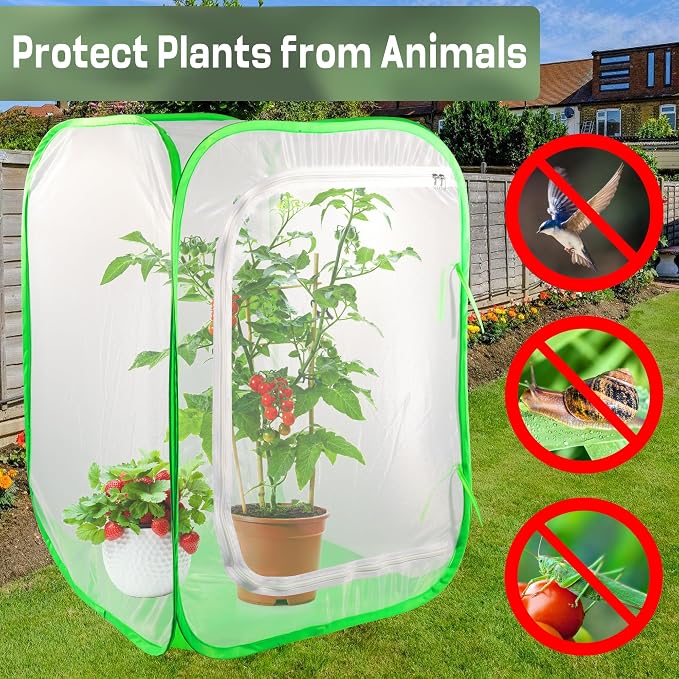 Mesh Plant Tent Enclosure, Pop-Up Cage Plant Cover, Outdoor Garden Protection - Image 3
