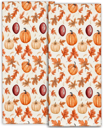 Autumn Pumpkin and Football Hand Towels by amepay
