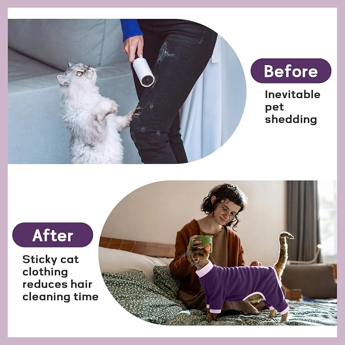 PUMYPOREITY Cat Recovery Suit, Stops Wound Licking After Surgery, Sticky Hair - Image 3