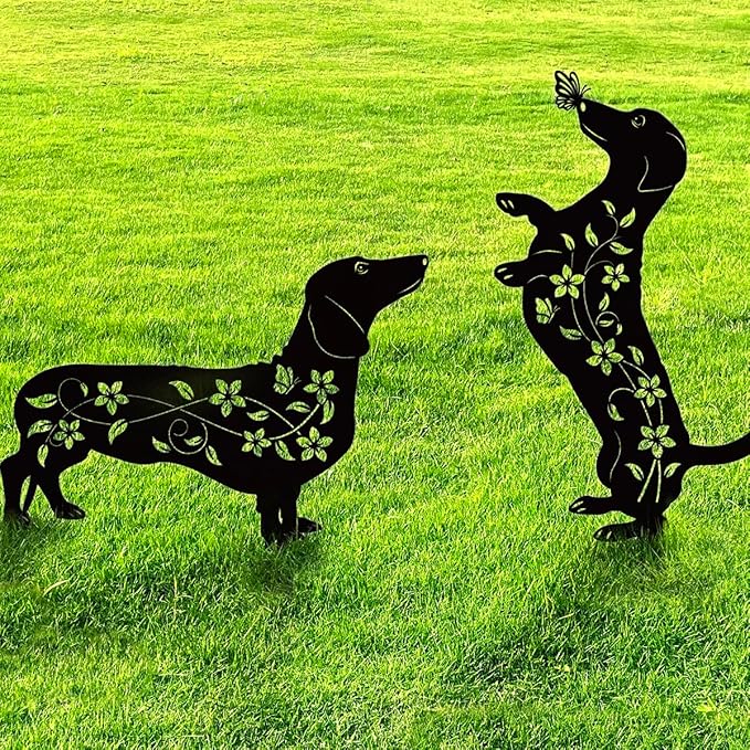 Dog Garden Decor for Outside, Dachshund Gifts for Dog Lovers, Rust Proof Metal by Doesen