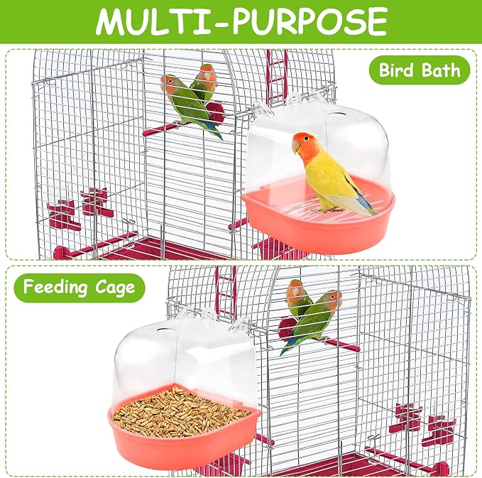 Supkiir 4Pcs Clear Bird Bath for Cage, Parakeet Bath Cage Accessories - Image 7