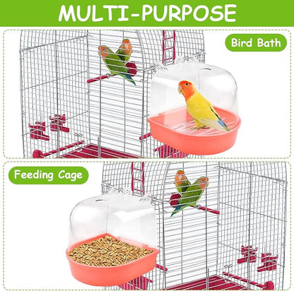 Supkiir 4Pcs Clear Bird Bath for Cage, Parakeet Bath Cage Accessories - Image 7