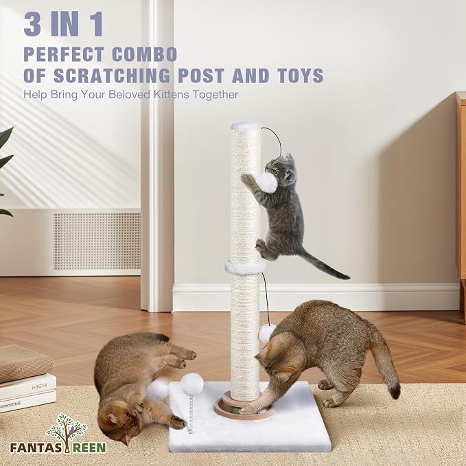 Fantasreen 31" Cat Scratching Post Kitten Toys - Image 6