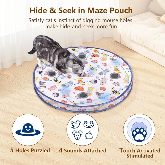 ORSDA Interactive Cat Toys Ball, Automatic Fast Rolling Ball in Pouch, Hide and - Image 3