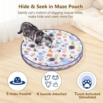 ORSDA Interactive Cat Toys Ball, Automatic Fast Rolling Ball in Pouch, Hide and - Image 3