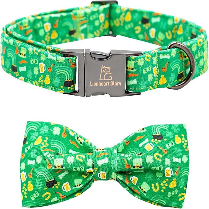 Lionheart glory Dog Bow Collar St. Patrick's Day Dog Collar by LionheartGlory
