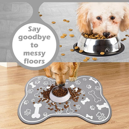 Dog Cat Food Mat, Rapid Absorbent Pet Feeding Mat, Bone Shaped Dog Placemat - Image 4