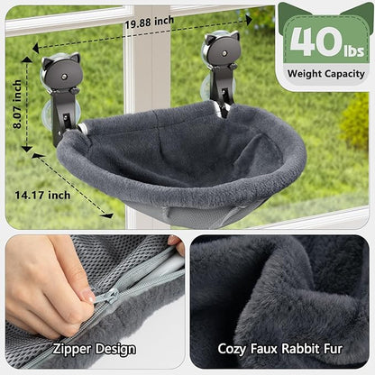 2 Pack Cat Window Perch Cordless, Kitty Hammock - Image 5