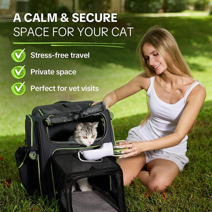 Cat Carrier Backpack for Travel & Car, 3-in-1 Expandable Cat & Small Dog - Image 2