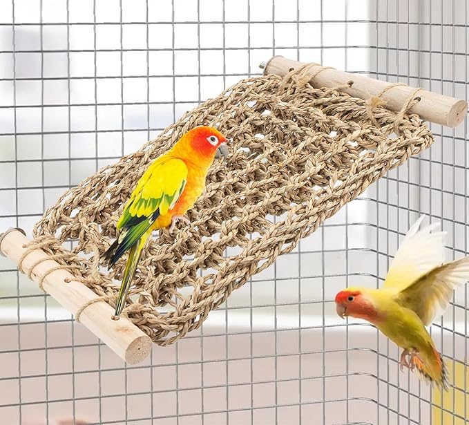 FlidRunest Conure Ladder Perch for Cage, Bird Seagrass Ladder Bridge Exercise by FlidRunest