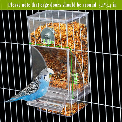 Rypet 2 Pack No Mess Automatic Bird Feeder Transparent Food Container Cage - Image 4