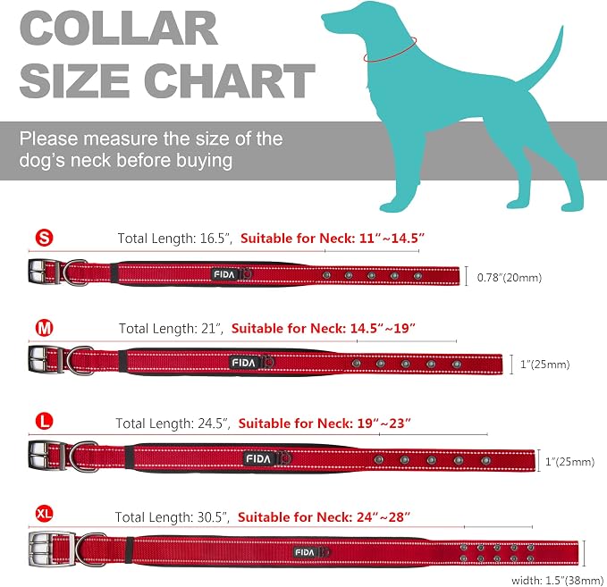 Fida Heavy Duty Dog Collar, Ultra Comfortable Soft Neoprene Padded, Adjustable - Image 6