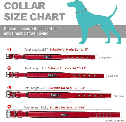 Fida Heavy Duty Dog Collar, Ultra Comfortable Soft Neoprene Padded, Adjustable - Image 6
