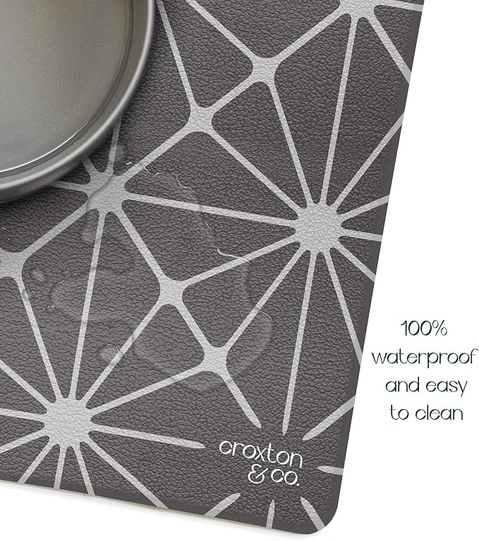 CROXTON & CO. Non-Slip Faux Leather Pet Feeding Mat - Image 4