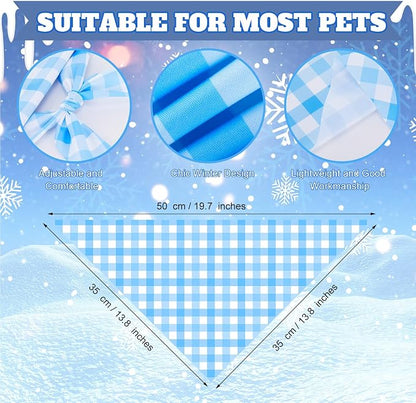 Abbylike 50 Pcs Plaid Dog Bandanas Bulk Blue Checkered Bandanas - Image 3
