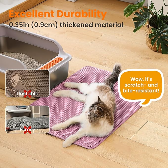Extra Large Cat Litter Mat, 30x22 Inches Honeycomb Double Layer Cat Litter - Image 6