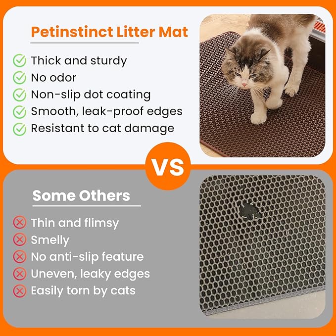 Extra Large Cat Litter Mat, 30x22 Inches Honeycomb Double Layer Cat Litter - Image 3