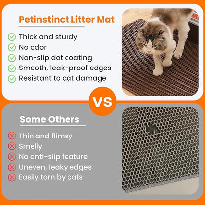 Extra Large Cat Litter Mat, 30x22 Inches Honeycomb Double Layer Cat Litter - Image 3