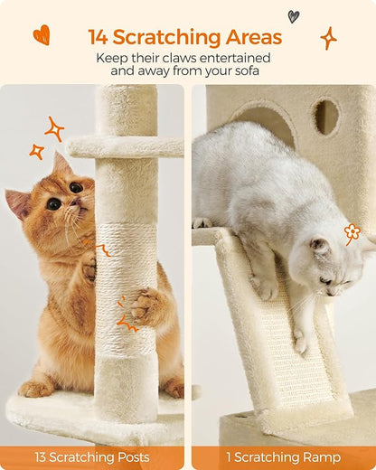Feandrea Cat Tree, 81.1-Inch Large Cat Tower, 2 Perches, 2 Caves - Image 6
