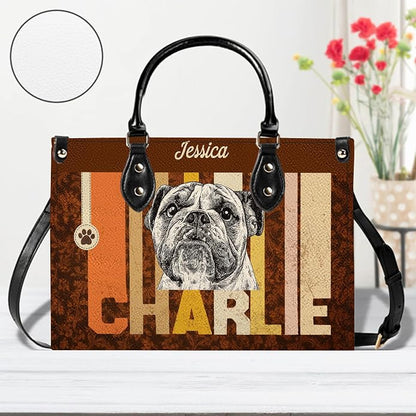 Personalized Pet Mom Leather Handbag – Custom Name Dog Cat Photo Purse - Image 9