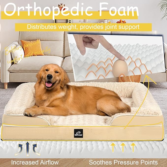 Orthopedic Dog Bed for Large Medium Sized, Washable Memory Foam Large Dog Bed - Image 2