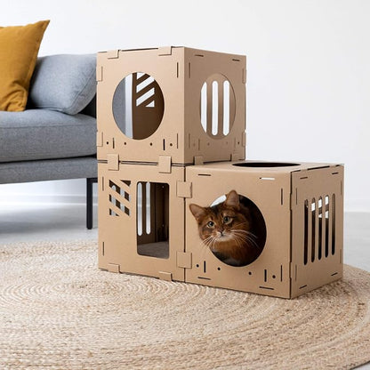 Navaris Modular Cardboard Cat House - Image 2
