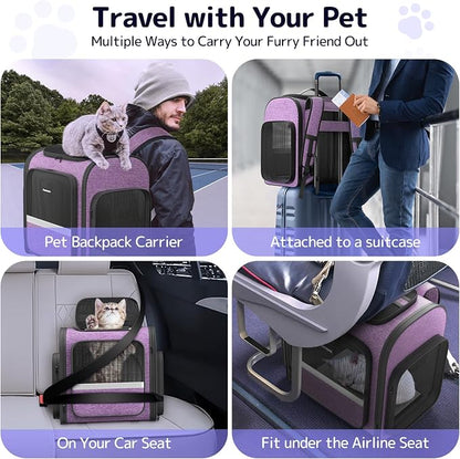 Cat Backpack Carrier with Detachable Play Tunnel, 2 in 1 Cat Tunnel Backpack - Image 5