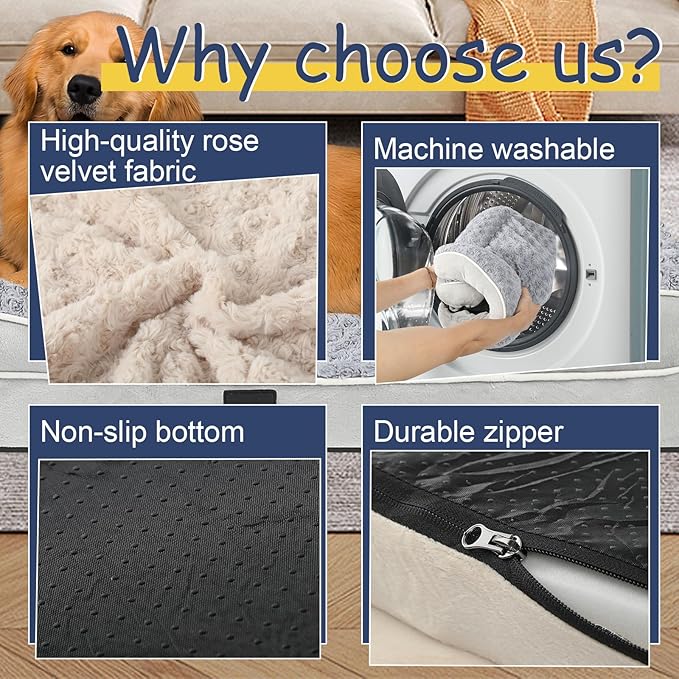 Orthopedic Dog Bed for Large Medium Sized, Washable Memory Foam Large Dog Bed - Image 4