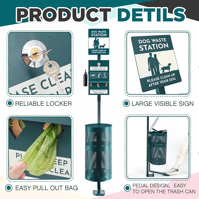 Qinyoung Pet Waste Station, Includes 600 Roll Bags, Dog Waste Station - Image 3