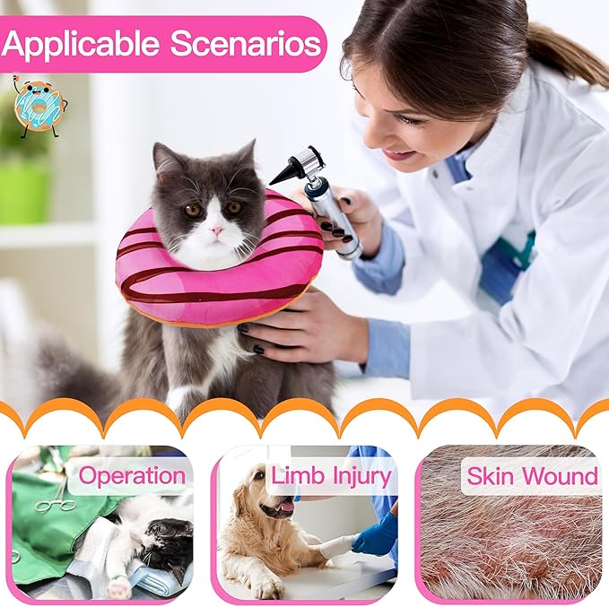 Cat Cone Collar Soft, Cute Cat Donut Collar After Surgery, Adjustable Kitten - Image 3