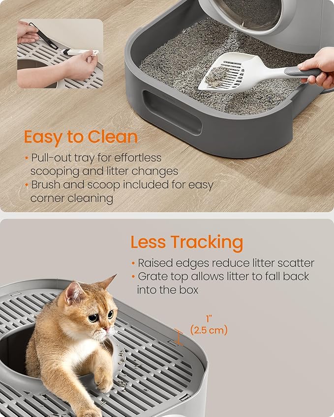 Feandrea Cat Litter Box with Lid, XL Enclosed Litter Box with Slide-Out Tray - Image 4